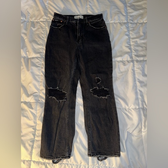 Abercrombie & Fitch Ankle Straight Ultra High Rise Curve Love Black Jeans 26/2S - Picture 2 of 4